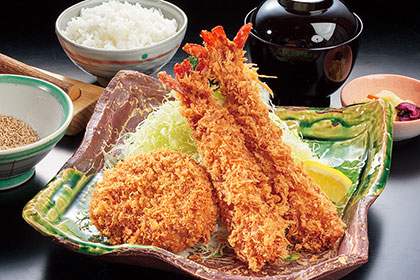 高座豚のヒレ海老定食