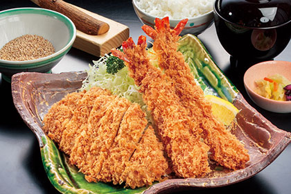 高座豚のロース海老定食
